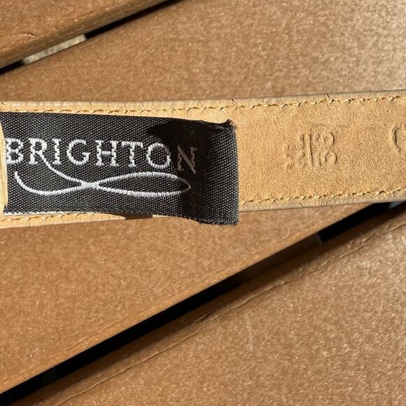 Brighton Classics Beige Croc Embossed Leather Belt with Silver Accents XL main image 5
